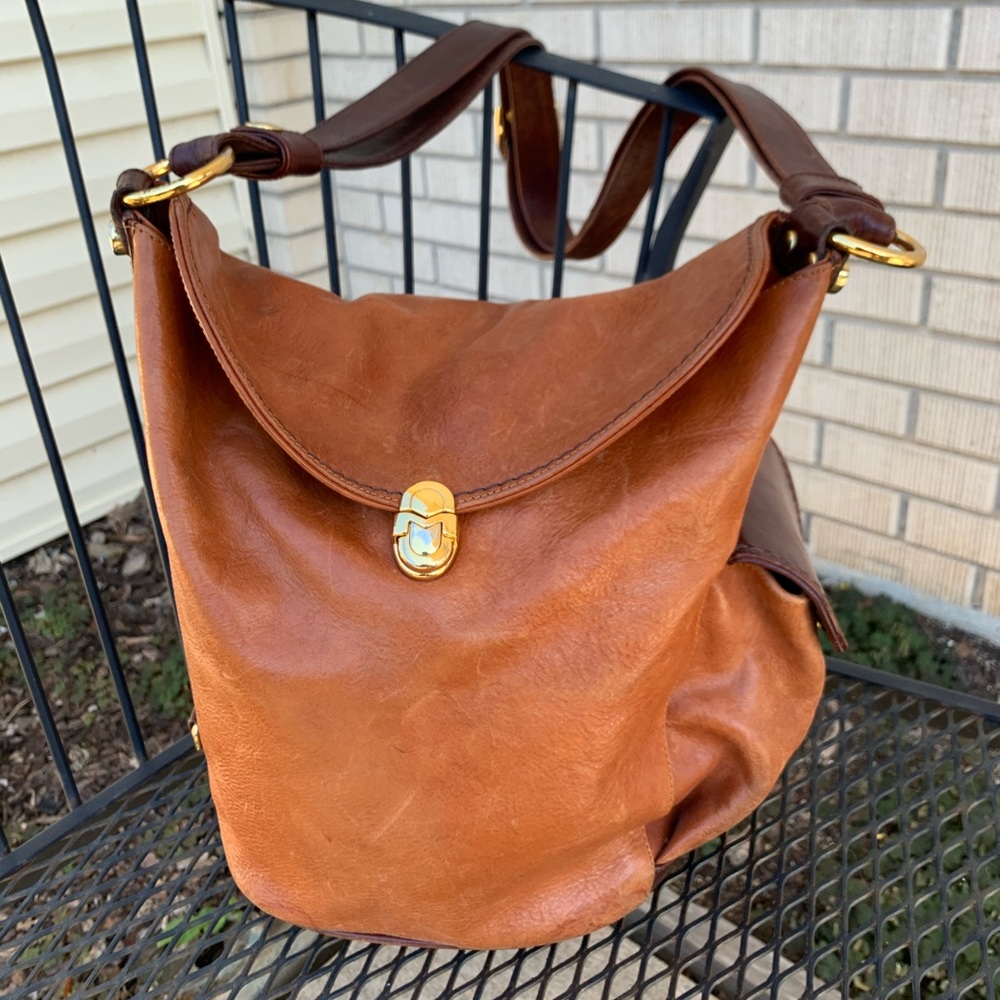 Marino Orlandi Leather Shoulder Bucket Bag
